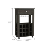 ZNTS Espresso 1-Drawer 12-Bottle Wine Cabinet Carbon B06279977