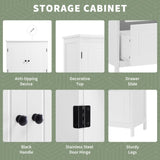 ZNTS Bathroom Storage Cabinet, Cabinet with Two Doors and Drawers, Adjustable Shelf, MDF Board, White 98836434