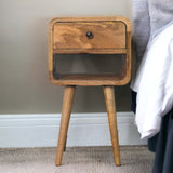 Artisan Furniture Solid Wood Mini Oak-ish Curve Lower nightstand B182P279316