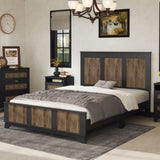 Farmhouse Wooden Platform Queen Size Bed, Modern Platform Bed with Wooden Strip Decoration, Plywood WF530906AAB
