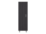 Vernon Slim Storage Cabinet with 4-Tier Shelf and Broom Hangers, Black Wengue B097P474306