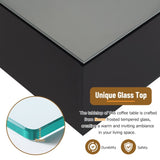 ON-TREND Square High Glossy Coffee Table with 16-color LED Strip Lights, Modern Center Table with N721P191980B