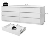 Handleless 6-Drawer Chest of Drawers Particleboard with Textured Melamine Finish Drawer Cabinet 46201347