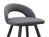 Lottech Swivel Bar Stool in Black Metal with Gray Faux Leather B2736P354271