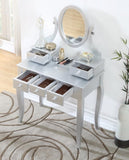 Ashley Wood Make-Up Vanity Table and Stool Set, Silver T2574P265587