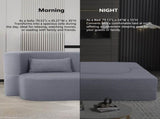 2-in-1 Convertible Sofa Bed, Full Size Folding Loveseat Couch with Soft Teddy Fabric, No Assembly W3163P322890