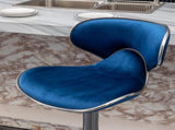 Masaccio Velvet Upholstered Adjustable Swivel Barstool, Set of 2, Blue T2574P164844