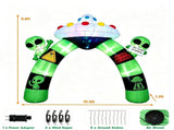 10.5FT Halloween Inflatable Alien Archway with Built-in LED Lights, Polyester Blow Up Alien UFO Arch 71783358