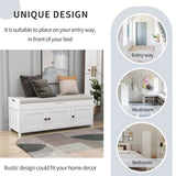 Storage Bench with 3 Shutter-shaped Doors, Shoe Bench with Removable Cushion and Hidden Storage 70290505