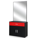 15% E0 chipboard linen top 1 drawer 1 door with mirror Salon cabinet black and redSame code 96936352