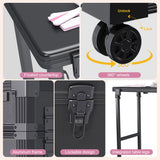 Portable Nail Art Table w/ LED Mirror, Bluetooth, Lockable Drawers, Telescopic Pole - Folding 99919600