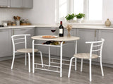 (85x60x76cm) Oak Grain PVC White Paint Breakfast Table and Chair Set Larger Version 97882164