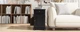 U-Can Vintage End Table Flip Top Side Table with USB Ports, One Multifunctional Drawer with cup N724P293133P