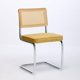 Mid Century Modern Dining Chairs Set of 2, Velvet Accent Chairs with Natural Cane Back & Stainless W1143P168323