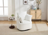 White Swivel Accent Chair,Round Swivel Barrel Chair,Armchair Upholstered Living Room Chair Corduroy W2120P293677