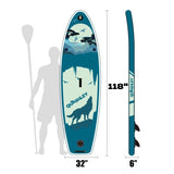 ZNTS Inflatable Stand Up Paddle Board 9.9'x33"x5" With Premium SUP Accessories & Backpack, Wide Stance, 35555341