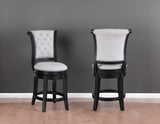 2pc Swivel Pub Stools Counter Height 24" Chair Upholstered Seat Nailhead Trim Footrest Wooden Dining B011P262311