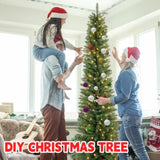 5FT Green Pencil Christmas Tree with 100 Warm White LED Lights Slim PVC Tree with 263 Tips, 35051404