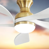 ZNTS 52 Inch Ceiling Fan with Dimmable 3 Colors LED Light Reversible Noiseless DC Motor Smart APP Remote W934P152352