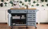 K&K 52'' Kitchen Island with Drop Leaf, Embossed Texture Kitchen Island on Wheels with Spice Rack, N707P195393G