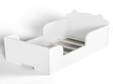 Toddler Floor Bed Frame, Cot Bed for Boys and Girls Ages 3-6, Bear Shape Toddler Bed, White W1580P373252