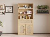 3-layer 1-drawer with double doors Triamcinol board rattan surface 60*23.5*180cm display cabinet 52877457