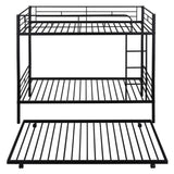 ZNTS Twin-Over-Twin Metal Bunk Bed With Trundle,Can be Divided into two beds,No Box Spring needed ,Black 57622186