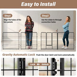 ZNTS Dog Playpen Indoor Outdoor, 24" Height 8 Panels Fence with Anti-Rust Coating, Metal Heavy Portable W1134142990