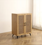Natural Rattan Storage Cabinet Double-Door Shoe Cabinet with Large Storage Space and Durable W158183857