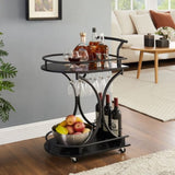 ZNTS Black 2-Tier Bar Cart, Slide Bar Serving Cart, Retro Style Cart for Kitchen, Beverage Cart with 23951514