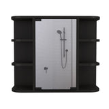 Milan Medicine Cabinet, Six External Shelves Mirror, Three Internal Shelves -Black B20091956