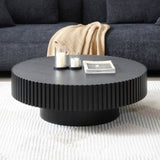 ZNTS BLACK MDF coffee table 39.37inch Modern Handcraft Drum Coffee Table Round Wood Coffee Table for W876P188695