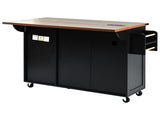 54.5" Farmhouse Kitchen Island with Power Outlet, Kitchen Storage Island with Internal Storage Rack, 86328888