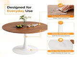 Round Tulip Dining Table for 4 People, 39.4"39.4"29.5" Melamine Laminated MDF Tabletop with Metal 44421009
