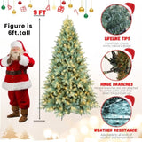 Artificial 9ft Blue green Tint Christmas Tree with 3268 PE/PVC Mixed Branch Tips, 800L warm white 55343018