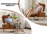 Modern Accent Rocking Chair Rocking Chair with Solid Wood Legs, Upholstered Nursery Glider Rocker, 77610753