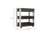 White and Dark Walnut 1-Drawer 2-Shelf Kitchen Cart with Caster B06280136