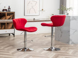 Ellston Upholstered Adjustable Swivel Barstools in Red, Set of 2 T2574P165086