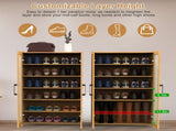 6-Tier Shoe Cabinet with Bamboo Shoe Rack Freestanding Shoe Organizer with 2 Hollow Doors and 57089527