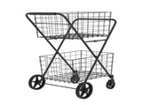 Shopping Cart,2 Layers Grocery Cart on Wheels,Foldable Utility Shopping Carts with Double Basket and 89283067