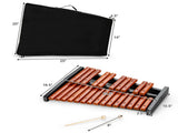 25 Notes Xylophone with 2 Mallets & Carrying Bag, Hardwood Pine Wood Brown Black for Beginners 03572341