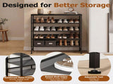 5-Tier Adjustable Shelf Shoe Rack, Fine Mesh Metal Shelves & Wooden Top, Freestanding Organizer for 54151813