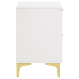 White and Gold 2-Drawer Rectangular Nightstand B062P145600