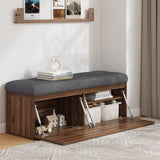 ZNTS 49" Storage Bench Storage Cabinet Storage Ottoman with Adjustable Shelves, Padded Seat Cushion and N719P189586E