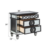 Varian II Mirrored, Black & Sliver Finish Nightstand B2726P303758