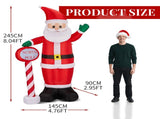 8.2FT Lighted Christmas Inflatable Decoration, Inflatable Santa with North Pole Road Sign, Funny 52233352