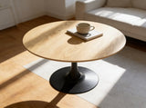 (Natural Wood Color) Round Table, 31.5'' Modern Dining Table, Dining Table,MDF Top and Steel Base W2641P460057