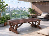 Outdoor Wagon Wheel Porch Bench for Backyard Garden,2-Person Wooden Garden Bench,Rustic Country T3971P612592