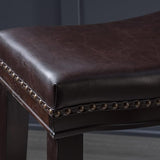26" Contemporary Upholstered Saddle Counter Stool with Nailhead Trim , Dark Brown 62474.00PU