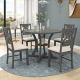 5-Piece Round Dining Table and Set with Special-shaped Legs and an Exquisitely Designed Hollow 25692411